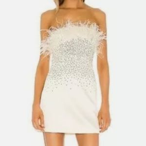 NWT NBD Gracy Mini Dress Feather and Sequin